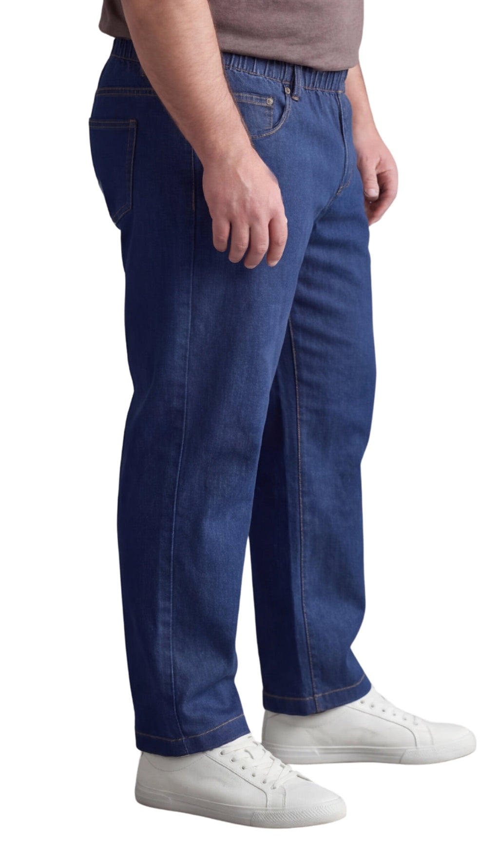 Men’s Lightweight Casual Elastic Waist Pull-On Jeans – Denim & Twill Pants with Easy Fit