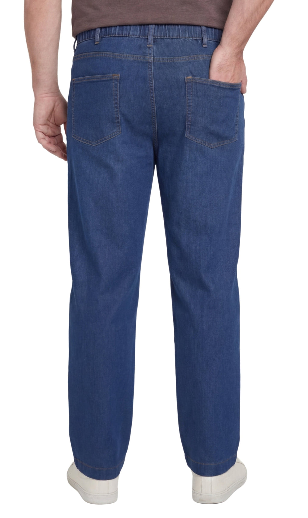 Men’s Lightweight Casual Elastic Waist Pull-On Jeans – Denim & Twill Pants with Easy Fit